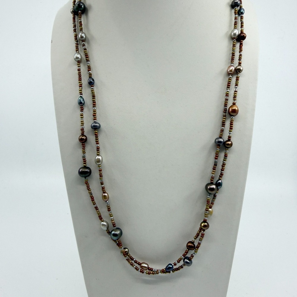 Elegant Multi-Strand Pearl Seed Bead Necklace - Boho Chic Statement Gift